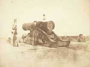 Images Dated 18th October 2021: The cannon Mons Meg at Edinburgh Castle, and a private in the 2nd battalion of Royal