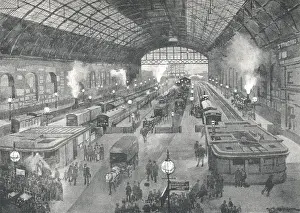 Cannon Street Station - Night, 1891. Creator: William Luker.<br> Cannon Street Station - Night, 1891. Creator: William Luker