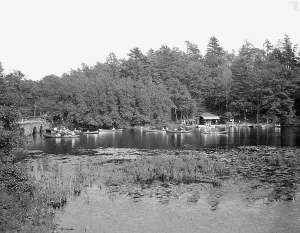 Canoeing Prints: Canoeing on Charles River, Charles River Reservation, Mass. c1906. Creator: Unknown