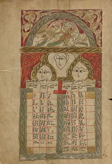 Faces Prints: Canon Table Page; Gospel Book, 1386. Creator: Unknown