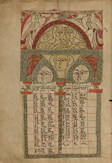 Faces Prints: Canon Table Page; Gospel Book, 1386. Creator: Unknown