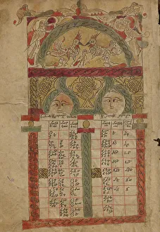 Verso Prints: Canon Table Page; Gospel Book, 1386. Creator: Unknown