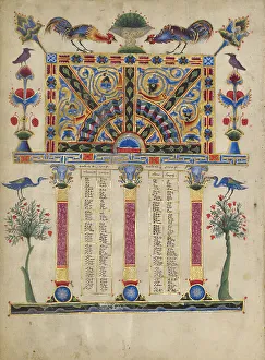 Zeytun Gospels Prints: Canon Table Page; Zeyt'un Gospels, 1256. Creator: T'oros Roslin