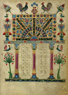 Zeytun Gospels Prints: Canon Table Page; Zeyt'un Gospels, 1256. Creator: T'oros Roslin