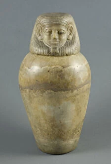 Canopic Jar with Human Head Lid, Egypt, Middle Kingdom, Dynasty 12 (about 1985-1773 BCE)