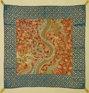 Center Prints: Canopy with Dragon Among Flowers, late 1100s. Creator: Unknown