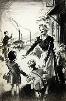 Front Door Prints: If you can't go to the factory help the neighbour... WWII Childminding poster