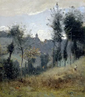 J Corot Prints: Canteleu, c.1872. Creator: Jean-Baptiste-Camille Corot