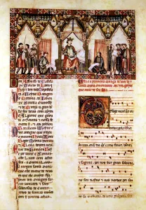 Spain Community Of Madrid Prints: Cantigas of Santa Maria Cantiga I, Alfonso X the Wise (1221-1284)