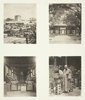 Guangzhou China Prints: A Canton Pawn Shop; Honam Temple, Canton; Temple of Five Hundred Gods, Canton... c. 1868
