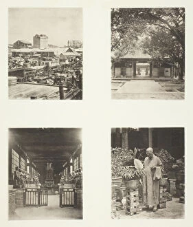 Collotype Gallery: A Canton Pawn Shop; Honam Temple, Canton; Temple of Five Hundred Gods, Canton... c. 1868