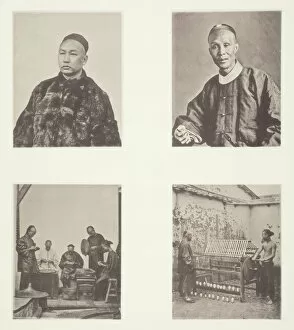 Collotype Gallery: A Cantonese Gentleman; A Cantonese Gentleman; Schroffing Dollars; Reeling Silk, c. 1868