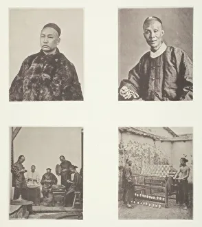 Canton Prints: A Cantonese Gentleman; A Cantonese Gentleman; Schroffing Dollars; Reeling Silk, c. 1868