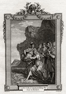 Canute, Commanding the Sea to Retire, 11th century, (1777). Artist: L Hall