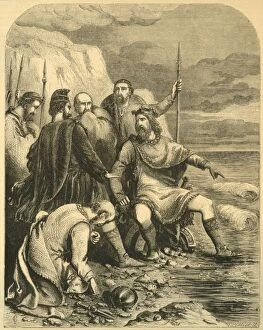 Cassells Illustrated History Of England Collection: Canute Reproving the Flattery of his Courtiers, c1890. Creator: Unknown