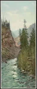 Photochrom Prints: Canyon of Eagle River--west entrance, Colorado, c1899. Creator: William H. Jackson