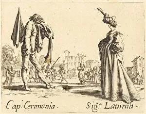 Greeting Gallery: Cap. Cerimonia and Siga. Lavinia, c. 1622. Creator: Jacques Callot