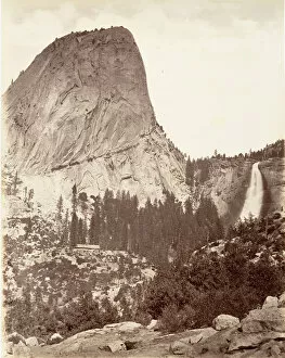 Attributed To Carleton E Collection: Cap of Liberty and Nevada Fall, Yosemite, ca. 1872, printed ca. 1876