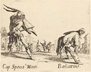 Commedia Dellarte Gallery: Cap. Spessa Monti and Bagattino, c. 1622. Creator: Jacques Callot