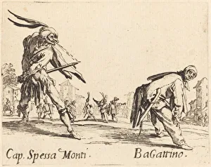 Spitting Prints: Cap. Spessa Monti and Bagattino, c. 1622. Creator: Jacques Callot
