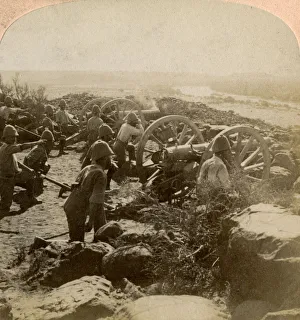 Field Gun Prints: Cape Garrison artillery making it hot for the Boers across the Modder River