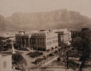 Gw Wilson Prints: Cape Town, South Africa: Parliament House with Table Mountain behind