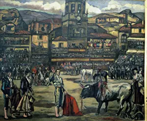 Horns Prints: Capea in Ronda, 1926-1927. Creator: Jose Gutierrez Solana