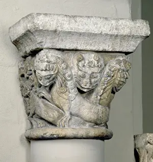 Griffin Prints: Capital and Abacus Block, 12th century. Creator: Unknown