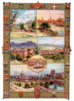 Heraldry Collection: Capitals of the British Empire, 1937. Artist: Charles E Turner