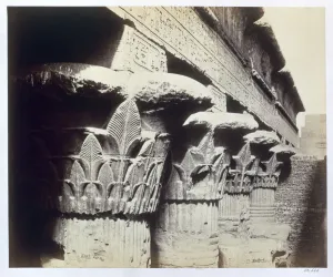 Hypostyle Prints: The capitals of the portico, Temple of Khnum, Esna, Egypt, 1862. Artist: Francis Bedford