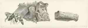 Five Capitals in the Villa Mattei in Rome, c.1809-c.1812. Creator: Josephus Augustus Knip