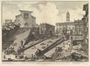 Vedute Di Roma Prints: The Capitol and the steps of S. Maria in Aracoeli (Veduta del Romano Camipidoglio con