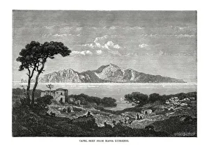 Capri Prints: Capri seen from Massa Lubrense, Italy, 1879