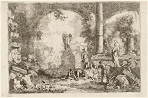 Speaker Prints: Capriccio of Antique Ruins with Men Gazing at a Classical Orator