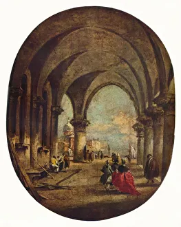 Cecil Reginald Gallery: Capriccio with the Arcade of the Doges Palace and San Giorgio Maggiore, late 1780s, (1930)