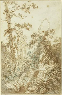 Huet Jean Baptiste I Prints: Capriccio with Fountain and Frolicking Swans, 1772. Creator: Jean Baptiste Marie Huet