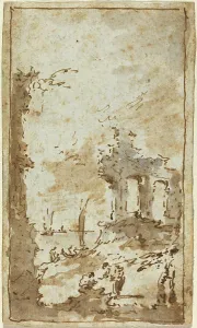 Laid Down Prints: A Capriccio of Ruins by the Lagoon. Creator: Francesco Guardi