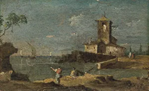 Guardet Francesco Prints: Capriccio with a Square Tower and Two Houses, 18th century. Creator: Unknown