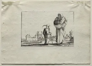 Stefano Della Bella Italian Prints: Caprices: Beggar Woman with a Baby and a Little Girl