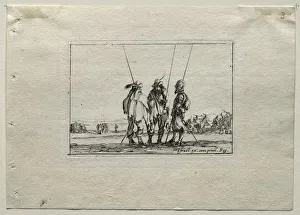 Caprices: Three Standing Soldiers. Creator: Stefano Della Bella (Italian, 1610-1664)