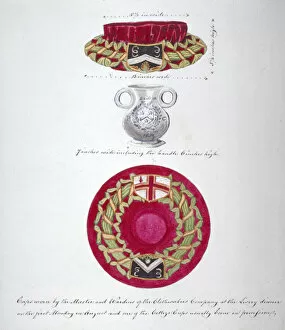 Caps worn by the Master and Wardens of the Company of Clothworkers, London, c1850