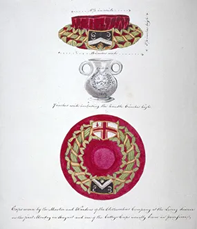 Guildhall Library Art Gallery: Caps worn by the Master and Wardens of the Company of Clothworkers, London, c1850