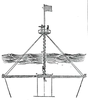 Sandbank Prints: Capt. Bullocks safety beacon on Goodwin Sands, 1844. Creator: Unknown