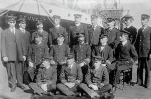 Cable Laying Prints: Capt. and crew of MACKAY-BENNETT, between c1910 and c1915. Creator: Bain News Service