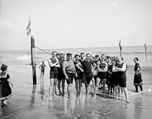 Bathing Suit Prints: Capt. Riley and lifeguards, Coney Island, N.Y. between 1900 and 1905. Creator: Unknown
