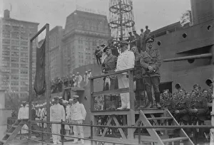 Training Ship Prints: Captain Adams addresses recruits, July 1917. Creator: Bain News Service