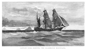Captain Cook sighting the Glasshouse Mountains, 1770, (Queensland, Australia, 1886). Artist: Julian Ashton