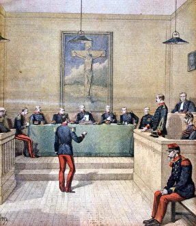 Captain Dreyfus before the court martial, 1894. Artist: Henri Meyer Captain Dreyfus before the court martial, 1894. Artist: Henri Meyer