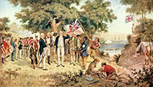 Flags Gallery: Captain James Cook taking possession of New South Wales in the name of the British Crown, 1770