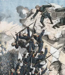 Captain Lebedief heroically defending the bastion at Port Arthur, Russo-Japanese War Captain Lebedief heroically defending the bastion at Port Arthur, Russo-Japanese War